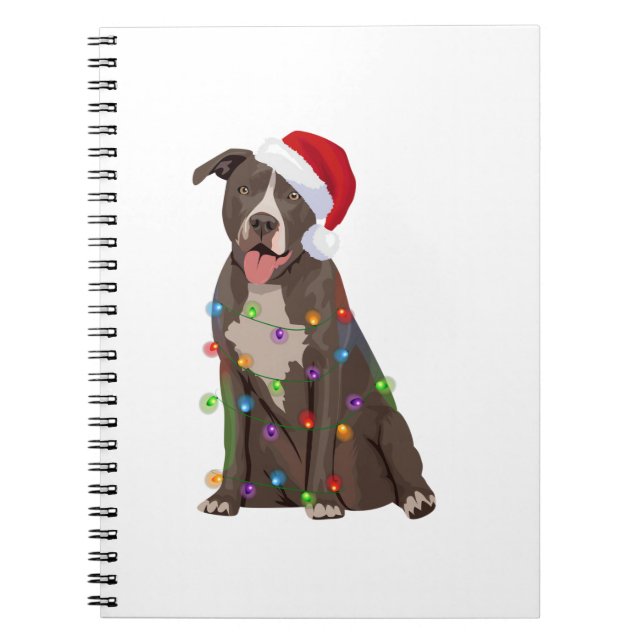 Pittie Pitbull Christmas Lights Xmas Dog Lover  Notebook (Front)