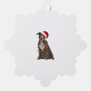 Pittie Pitbull Christmas Lights Xmas Dog Lover Tree Decoration Card