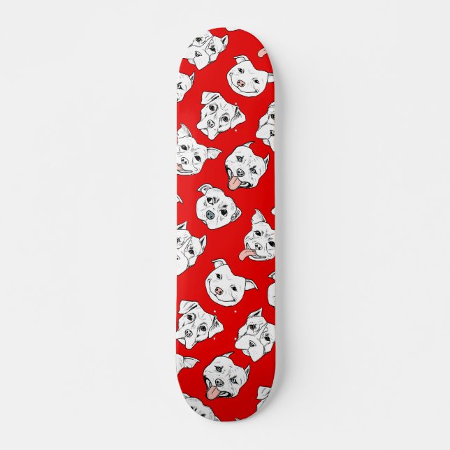 "Pittie Pittie Please!" Dog Drawing Pattern Skateboard (Front)