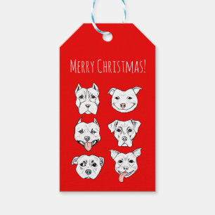 "Pittie Pittie Please!" Dog Pattern   Christmas Gift Tags