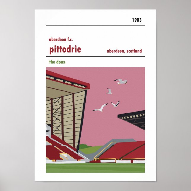 Pittodrie, Aberdeen. Vintage look seagull print (Front)