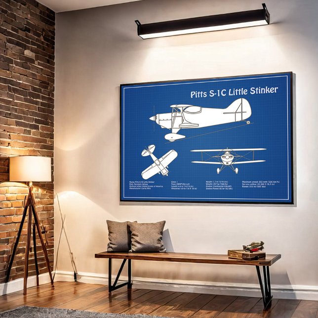 Pitts S-1C - Aeroplane Blueprint Plans ABD Poster (Creator Uploaded)