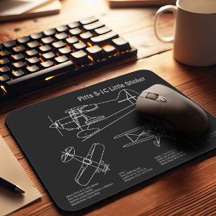 Pitts S-1C - Aeroplane Blueprint Plans PD Mouse Mat