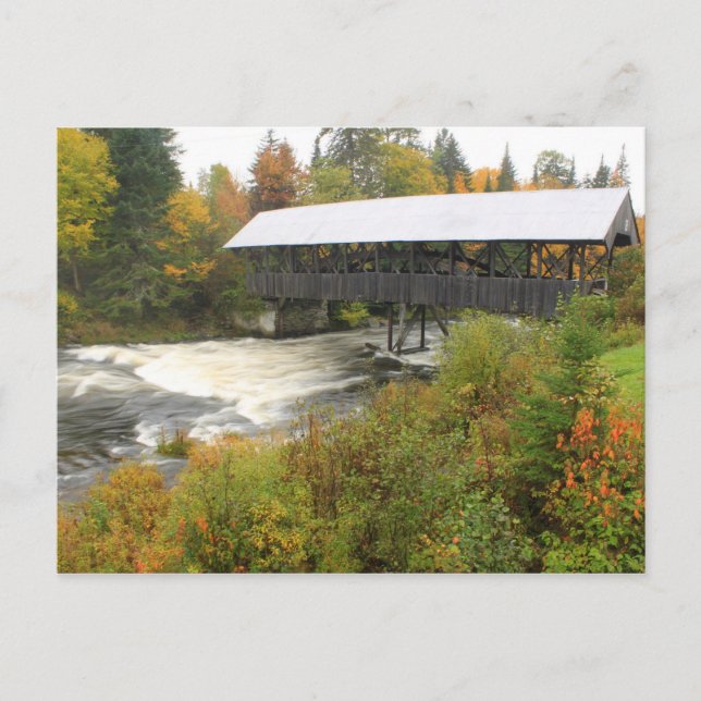 Pittsburg NH Covered Bridge Connecticut River Postcard (Front)