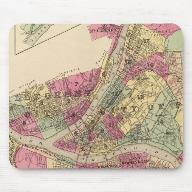Pittsburgh, Allegheny Mouse Mat (Front)