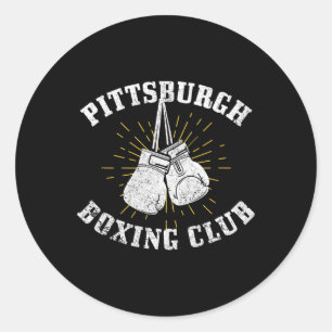 Pittsburgh Boxing Club Distressed Boxing Gloves Vi Classic Round Sticker