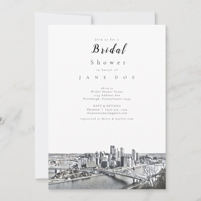 Pittsburgh Bridal Shower Invitation (Front)