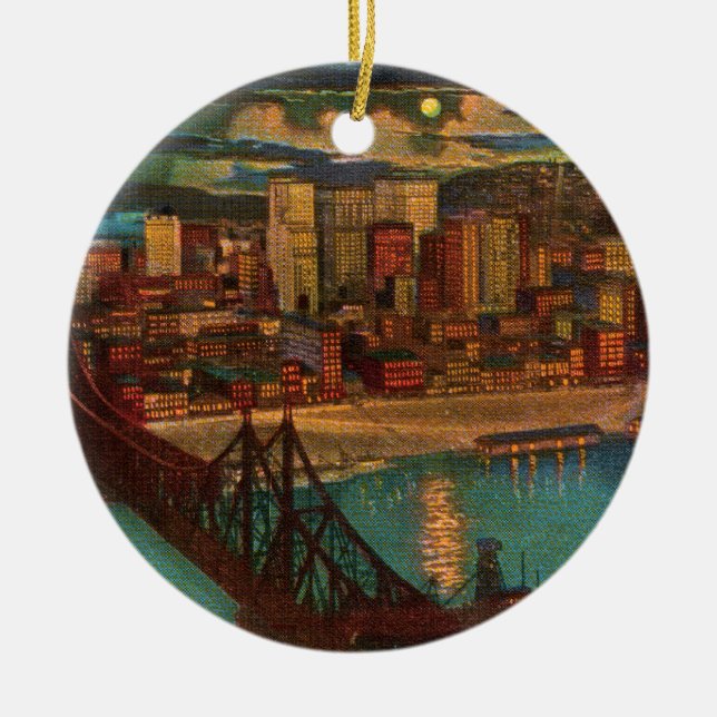 Pittsburgh By Moonlight Ornament (Front)