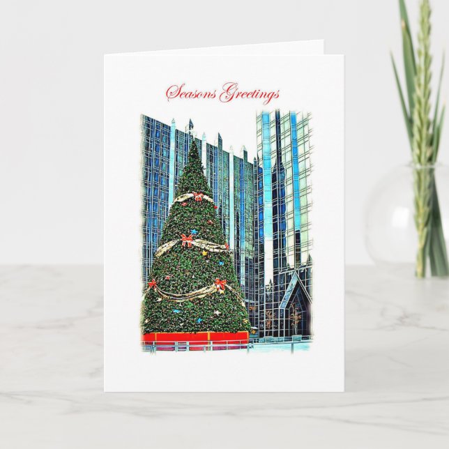 Pittsburgh Christmas Tree Greeting Card (Front)