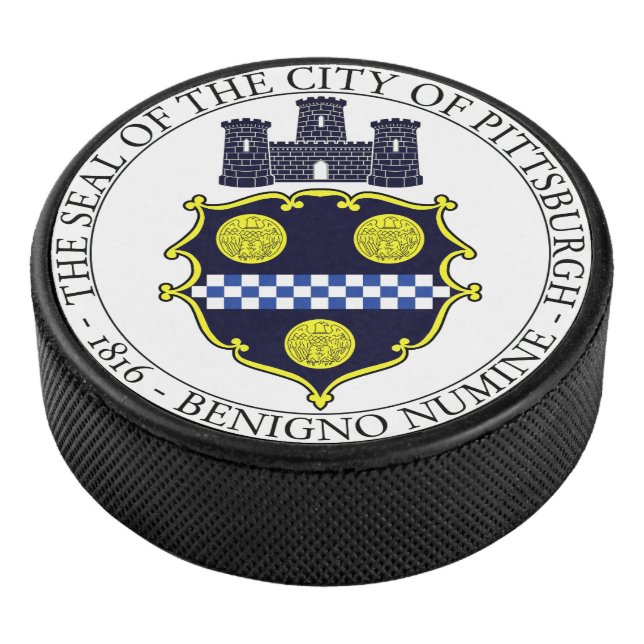 Pittsburgh city seal hockey puck (3/4)
