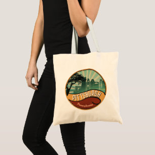 Pittsburgh City Skyline Retro Vintage Tote Bags