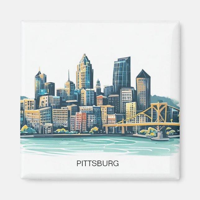 Pittsburgh Cityscape Magnet (Front)