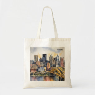Pittsburgh Cityscape watercolor Tote Bag