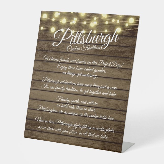 Pittsburgh Cookie Table Rustic Table Sign (Front)