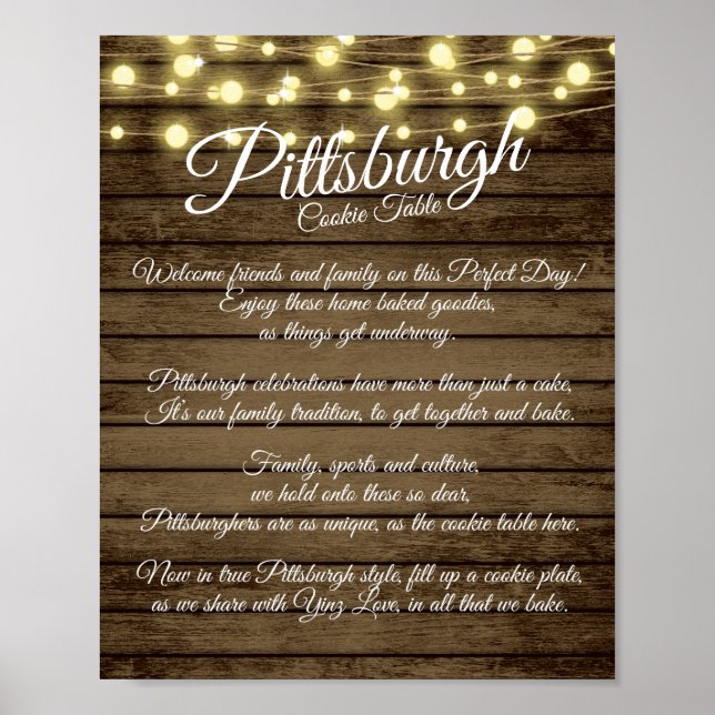 Pittsburgh Cookie Table Rustic Wedding Poster (Front)