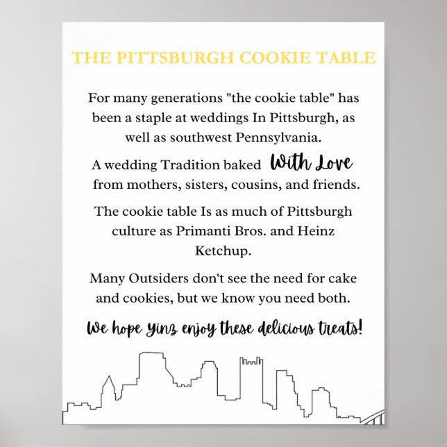 Pittsburgh Cookie Table Wedding Sign (Front)