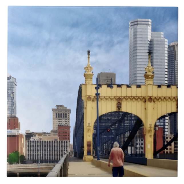 Pittsburgh - Crossing the Smithfield Street Bridge Tile (Front)