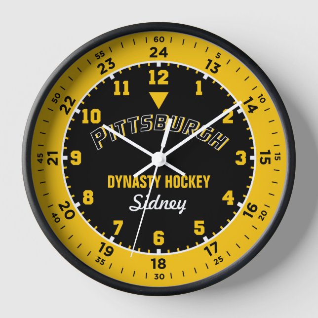 Pittsburgh Dynasty Hockey 24 Hour Wall Clock (Front)