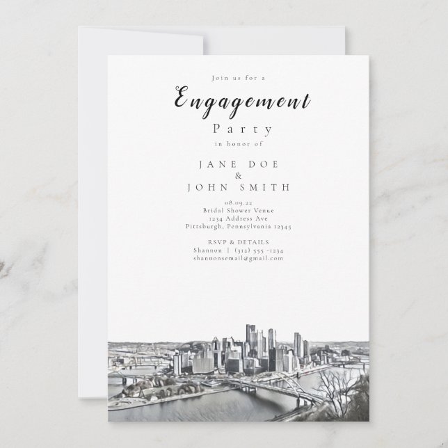 Pittsburgh Engagement Party Invitation (Front)