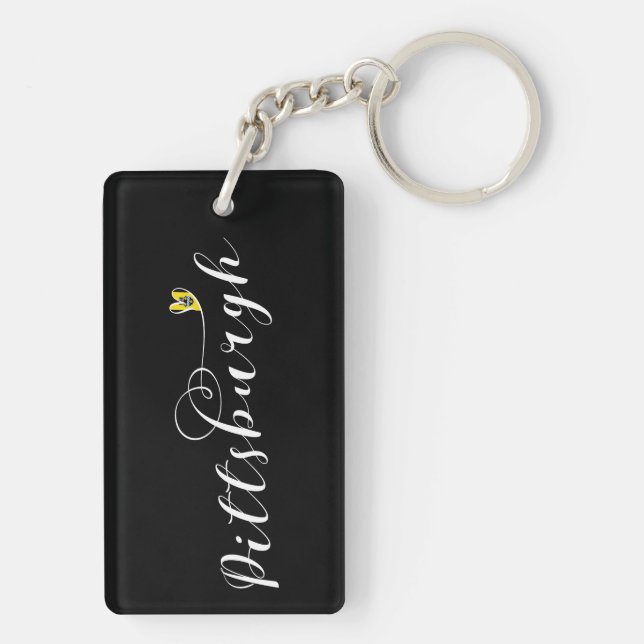 Pittsburgh Flag Heart Key Ring (Back)