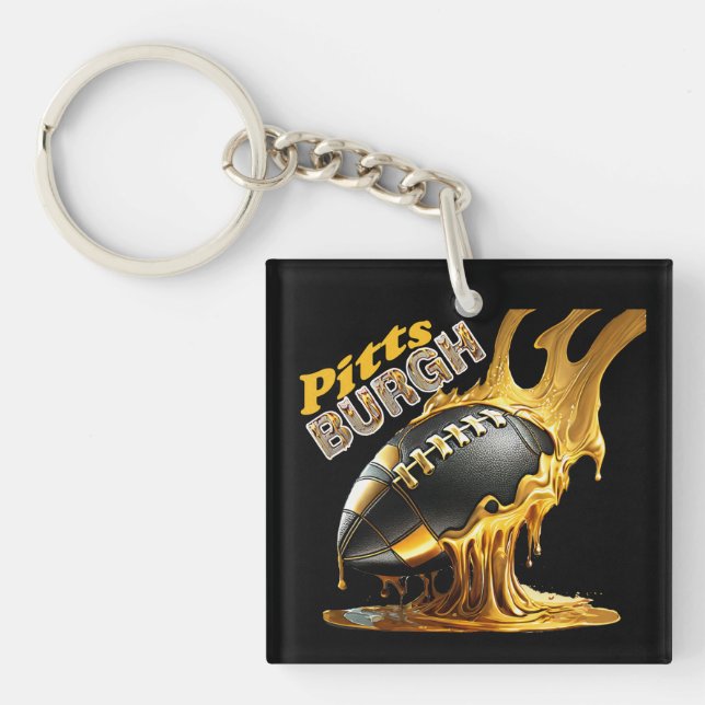 Pittsburgh Football Fans - Molten Steel Key Ring (Front)