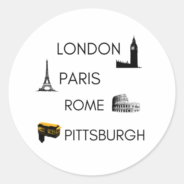 Pittsburgh Funny Cities Travel Pennsylvania Home C Classic Round Sticker (Front)