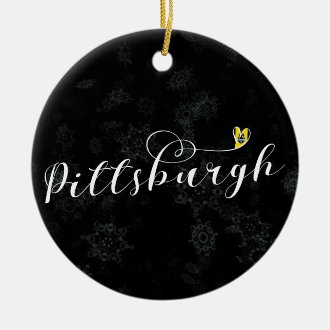 Pittsburgh Heart, Christmas Tree Ornament (Front)