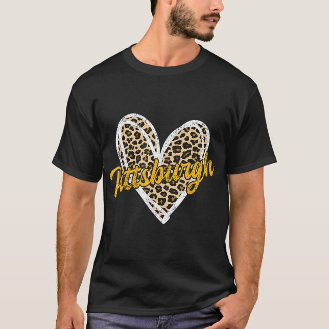 Pittsburgh Heart Leopard Woman Girl Women Kids T-Shirt (Front)