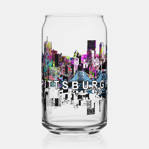 Pittsburgh in graffiti with monogram  can glass