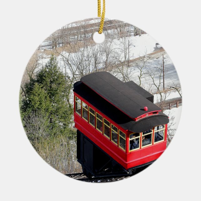 Pittsburgh Incline Plane Ceramic Tree Decoration (Front)
