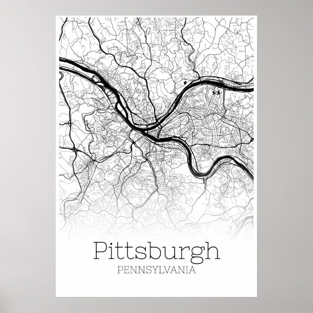 Pittsburgh Map - Pennsylvania - City Map Poster (Front)