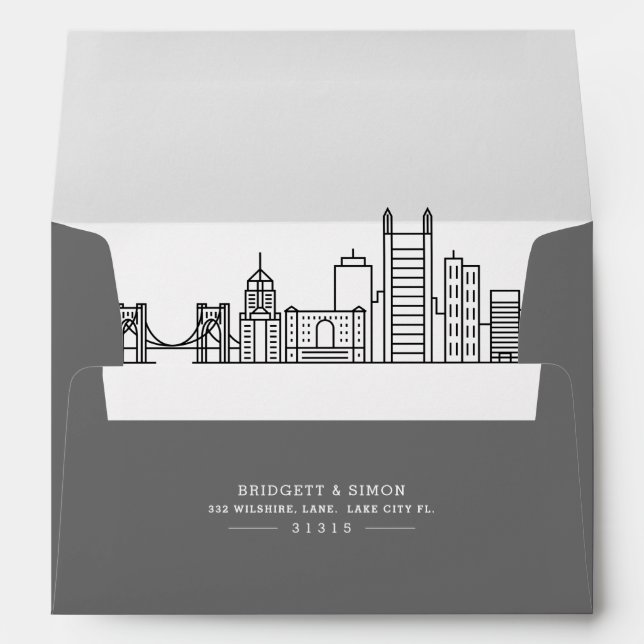 Pittsburgh Modern Deco | Skyline Reveal Envelope (Back (Bottom))