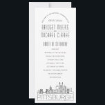 Pittsburgh | Modern Deco Wedding Program Invitation<br><div class="desc">A deco skyline-themed wedding program for a wedding taking place in the beautiful city of Pittsburgh, Pennsylvania. This wedding program card features a stylised illustration of the city's unique skyline with its name underneath. This is resting underneath your wedding day information in a matching open-lined style. On the reverse side...</div>