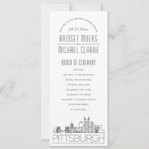Pittsburgh   Modern Deco Wedding Program Invitation