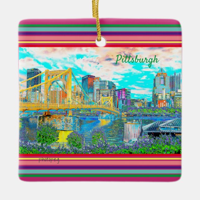 Pittsburgh Ornament Retro Photo Art 2 sided (Front)