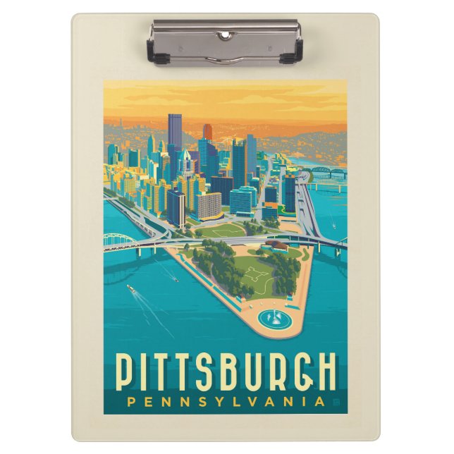 Pittsburgh, PA | Bird's Eye View Clipboard (Front)
