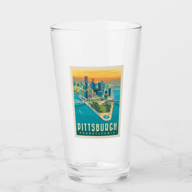 Pittsburgh, PA | Bird's Eye View Glass (Front)