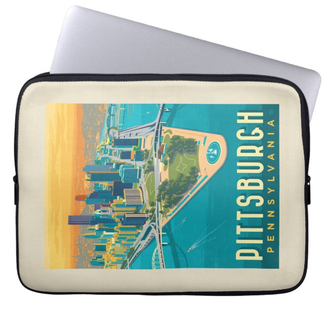 Pittsburgh, PA | Bird's Eye View Laptop Sleeve (Front)