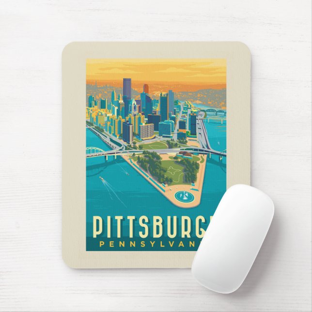 Pittsburgh, PA | Bird's Eye View Mouse Mat (With Mouse)