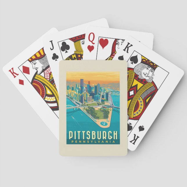 Pittsburgh, PA | Bird's Eye View Playing Cards (Back)