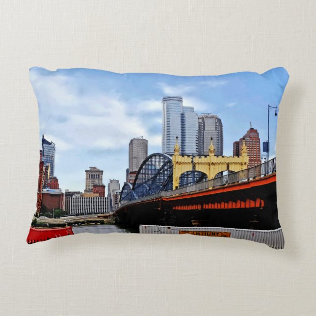 Pittsburgh PA - Corner of Smithfield and Fifth Decorative Cushion (Back)