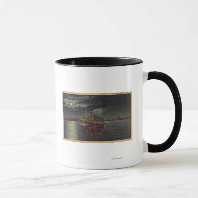 Pittsburgh, PA - Night View of Steamer & Ohio Mug (Right)