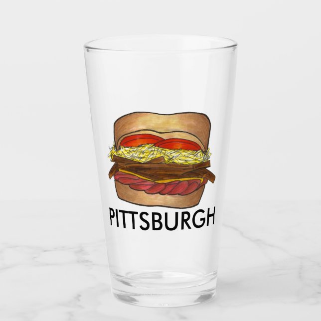 Pittsburgh PA Pennsylvania Coleslaw Fries Sandwich Glass (Front)