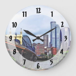 Pittsburgh PA - Pittsburgh Skyline by Smithfield S Large Clock