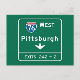 Pittsburgh, PA Road Sign Postcard