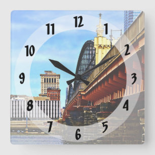 Pittsburgh PA - Smithfield St. Bridge Seen From Be Square Wall Clock