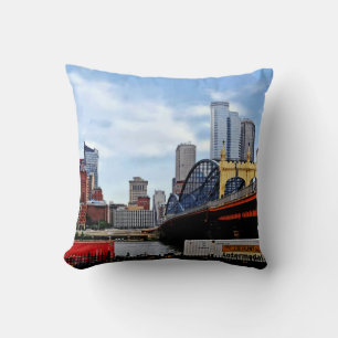 Pittsburgh PA - Train By Smithfield St Bridge Cushion