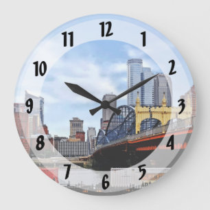 Pittsburgh PA - Train By Smithfield St Bridge Large Clock