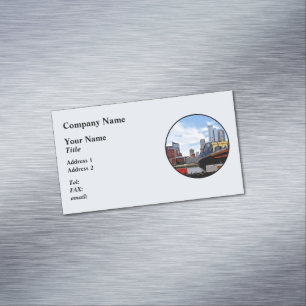 Pittsburgh PA - Train By Smithfield St Bridge Magnetic Business Card