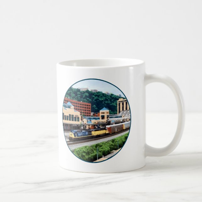 Pittsburgh PA - Train Going By Station Square Coffee Mug (Right)